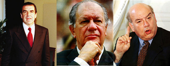 Eduardo Frei (i), Ricardo Lagos (c) y José Miguel Insulza (d), libran una batalla para hacerse con la nominación oficial por la oficialista Concertación, de cara a las presidenciales chilenas de 2009
